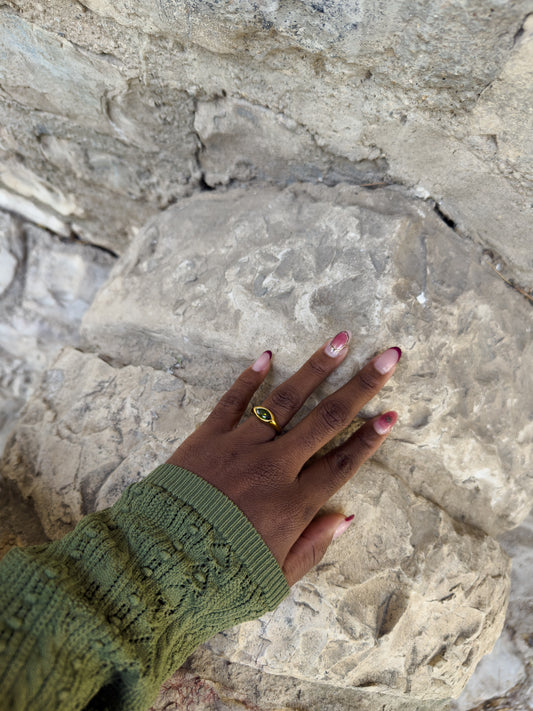 Anillo de Cristal de Cuarzo Verde